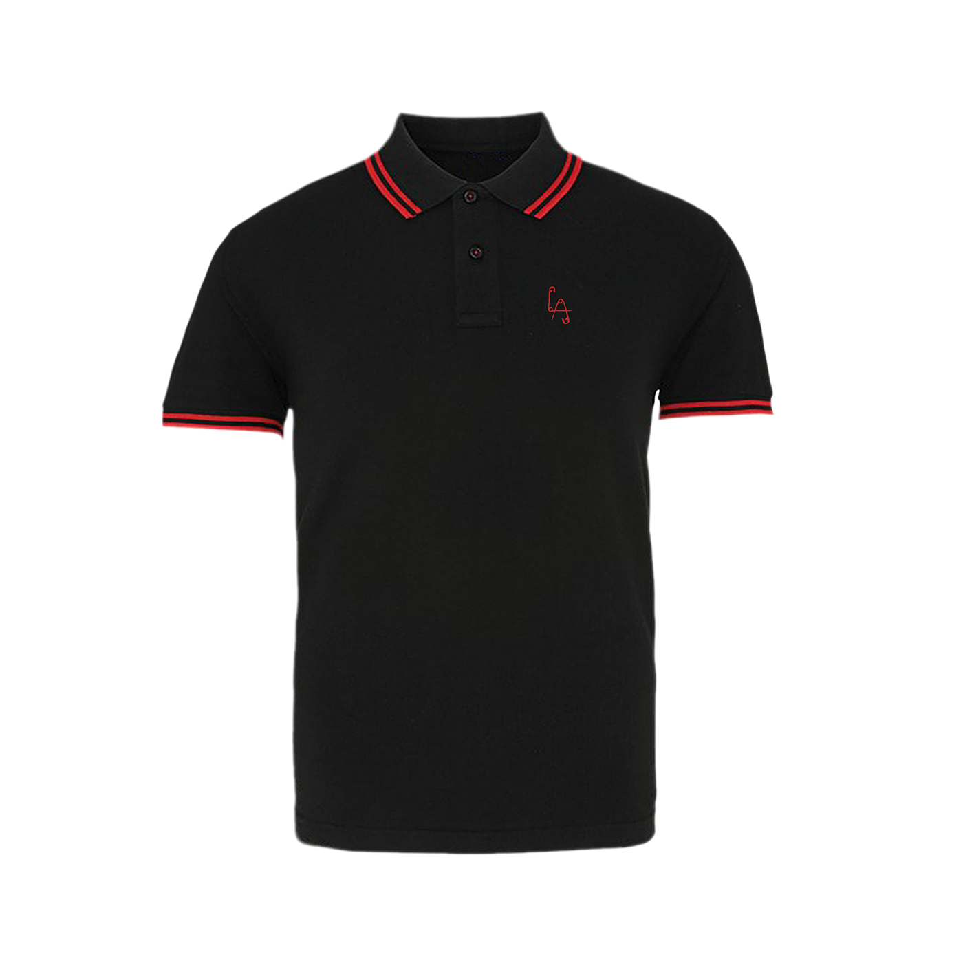 Black and red polo shirt sales