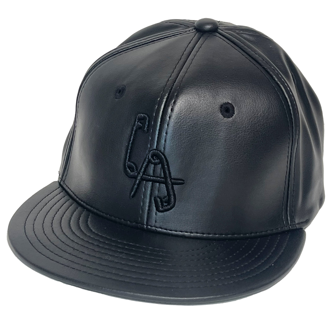 Classic Black LA Logo Snapback Black Vegan Leather