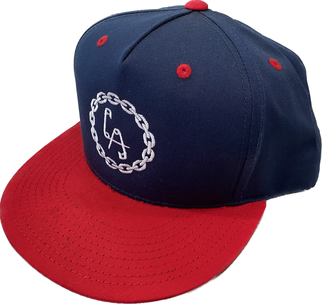 LA chain logo Navy blue/red flatbill hat