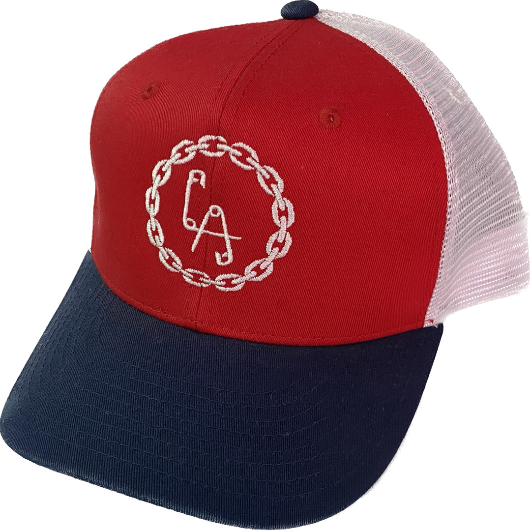 Chain LA Snapback Red/Navy With White Mesh